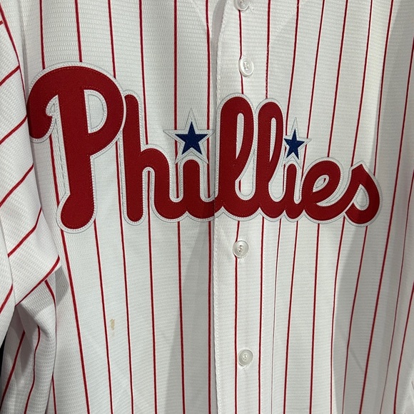 Phillies Striped Baseball Jersey Large - Picture 2 of 6